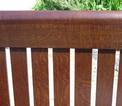 Slats on back of settle, usually covered with the three leather cushions included.